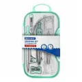3 шт. Готовальня BRAUBERG SCHOOL KIT, 11 предметов, циркуль 115 мм, циркуль 125 мм, чертежные принадлежности, мятный цвет, 210706