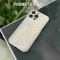 Чехол для IPhone 15 Pro Max из кожи змеи серый
