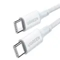 Кабель Ugreen US557, USB-C 2.0 (m) - USB-C 2.0 (m), 5А, 1м, белый (15267)