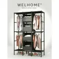 Вешалка напольная для одежды WELHOME 4 полки, 173х125х43 см, черная