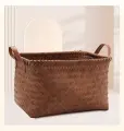Корзина органайзер, плетеная, для хранения, для белья, для игрушек, коричневая, с ручками 38x26x21см 1шт