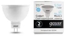 Светодиодная лампа Gauss LED Elementary MR16 GU5.3 5.5W 470lm 6500К (упаковка 10 шт)