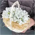 Подснежники 101 шт в корзинке 16х12см, h=10см арт. 12942 - Просто роза ру