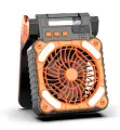 Портативный вентилятор с LED-подсветкой и солнечной батареей, оранжевый