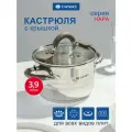 Кастрюля нержавеющая сталь, 3.9 л, с крышкой, крышка стекло, Daniks, Нара, GS-01413HY-20CA-2, серебристая, индукция