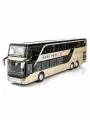 Детский игрушечный двухэтажный автобус, металлическая модель междугороднего туристического автобуса,8,1, золотой