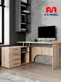 Стол письменный Алькор компьютерный угловой с ящиками и полками 135х58х75 см дуб сонома светлый
