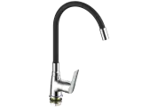 Смеситель для кухни латунный с гибким изливом черный / гарантия 7 лет / коллекция Spring