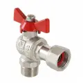 Кран шаровой латунный VALTEC Base (VT.267. N.0405) 1/2 НР(ш) х 3/4 ВР(г) T-образный бабочка с накидной гайкой угловой