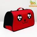 Сумка-переноска каркасная Весёлый пес , размер L, 53 21 29 см, красная