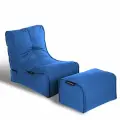 Кресло с оттоманкой для дачи Evolution Chaise - Navy Sky (оксфорд, синий) - садовая уличная мебель для террасы, веранды, беседки, бассейна