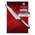 Кухонный нож Универсальный TOJIRO (FF-PA130), длина лезвия 13,0 см, дамасская сталь VG10, рукоять микарта, Япония