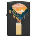 Зажигалка ZIPPO Mountain Waterfall с покрытием Black Light, латунь/сталь, черная,матовая 38x13x57 мм