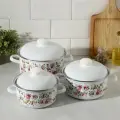 Набор эмалированных кастрюль Китайская роза, 3 предмета: 1.5 л