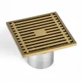Сливной трап квадратный с защитой от запаха, бронзовый