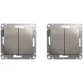 Механизм выключателя Schneider Electric Glossa двухклавишный платина (комплект из 2 шт)