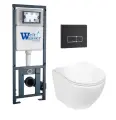 Инсталляция с унитазом WeltWasser MARBERG410 унитаз MERZBACH043GL-WT белый глянец, клавиша MAR410SEMT-BL матовый черный,