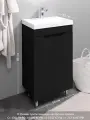 Тумба с раковиной в ванную Arona 50, умывальник в комплекте, черная напольная с дверцей