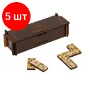 Комплект 5 шт, Игра настольная Домино, ТРИ совы, фанера, шкатулка из ХДФ