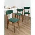 Стулья для кухни SANYAK комплект 3 шт мягкие со спинкой для обеденной зоны, велюр, Зеленый