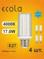 4 шт. Лампа Экола кукуруза E27, Ecola LED светодиодная 17W, 4000K естественно-белый свет, 220V