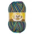 Пряжа ADELIA JAKE 75% шерсть, 25% нейлон 100 г 400 м №23 фиолетовый-фуксия-бирюзовый-морская волна-салатовый