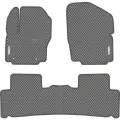 Автомобильные коврики EVA для Ford Galaxy II дорестайл (2006-2010), с каучуковым подпятником и 2 эмблемами Ford, серые с серым кантом, ячейка - ромб