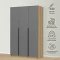 Лион ШК-02 Шкаф 3-х створчатый (1200х2000х550) Дуб крафт/Графит серый