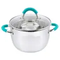 Кастрюля 5,1 л для индукции нержавеющей стали с крышкой-дуршлаг из жаропрочного стекла