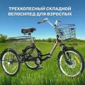 Трехколесный велосипед взрослый черный складной РВЗ Чемпион 20
