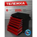 Инструментальная тележка на колесах передвижная Вертикаль, черно-красная