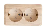 Systeme Electric Этюд наружная Дача, Сосна/ Розетка 2-ая с заземлением, со шторками, PA16-008D
