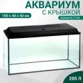 Аквариум Прямоугольный с крышкой, 200 литров, 100 х 40 х 50/57 см, чёрный