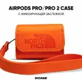 Чехол The North Face на наушники AirPods Pro, Pro 2 из кожи оранжевый