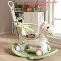 Лошадка-качалка, детская коляска-качалка 2 в 1 со светящимися колесами