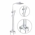 Душевая система - комплект (стойка с тропическим душем, со смесителем с изливом, душевой ручной лейкой)/ белый
