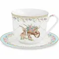 Чайная пара Easy Life Spring Bloom Кролики и цветы 370 мл, фарфор, белая (EL-R1182/SPBL)