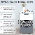 Тумба Svogen с фотопечатью, 3 ящика, графит-белый/зебра черная