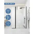 Душевая перегородка с подвижным стеклом Ulitka Walk In Rain 60+30х195 см, профиль черный, стекло прозрачное 8 мм