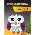 USB Флеш-накопитель 64 ГБ для компьютера и ноутбука, Flash накопитель для ПК, подарочная USB флешка 64 Гб, Сова голубая