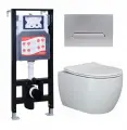 Комплект 3 в 1 инсталляция ESBANO FRAM + Унитаз подвесной Ceramica Nova Play CN3001 + кнопка хром матовая