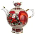 Чайник доливной. Императорский фарфоровый завод. Форма Семейный, рисунок Красный петух. Твердый фарфор. 1800 мл.