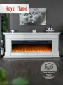 Камин электрический напольный Royal Flame модель CALIFORNIA 60 белый из МДФ, с очагом Vision 60 LED с кристаллами, обогревом и эффектом реального пламени