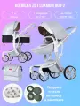 Коляска - трансформер 2в1 Luxmom 608-2 серая экокожа с подушкой и чехлами