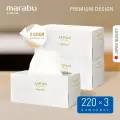 Бумажные салфетки MARABU /МАРАБУ Premium Белые Цветы, набор из 3 упаковок по 220 шт
