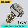 Мощное автомобильное зарядное устройство Essager с измерителем тока, 125W, USB-A, Type-C, PD 65W, QC 3.0, QC 4.0, Super Fast Charge