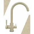 Смеситель для кухни / мойки Polygran Элара Дуо Бежевый (Опал) / С фильтром / Латунный / Кран для кухни