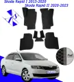 Автомобильные коврики EVA/ЕВА/ЭВА для Skoda Rapid 1 и 2 / Шкода Рапид 1 и 2 / 2013-2023 черный темно серый