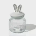 Банка для хранения сыпучих продуктов Доляна стеклянная Зайка в золотом 600 мл, с керамической крышкой (DK75622)