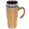 Термокружка 'Bamboo' 450мл, бамбук/металл, с ручкой и кнопкой-клапаном